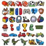 JunxinGYL 35Pcs Shoe Charms for Boys Sport Shoe Decorations with Buttons for Clog Sandals Birthday Party Gift