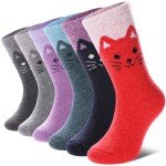DYW Kids Merino Wool Hiking Socks Toddlers Boys Girls Winter Warm Thick Thermal Soft Cozy Crew Boot Socks 6 Pairs (6 Pairs Cat A, 4-7 Years)
