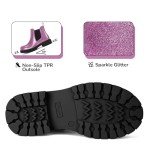 K KomForme Girls Glitter Ankle Boots Side Zipper Chelsea Booties Lug Sole (Toddler/Little Kids/Big Kids)