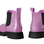 K KomForme Girls Glitter Ankle Boots Side Zipper Chelsea Booties Lug Sole (Toddler/Little Kids/Big Kids)