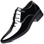 Men's Glitter Faux Patent Leather Tuxedo Derby Dress Shoes Modern Lace-up Formal Oxford (Adult, Men, 11, Numeric, US Footwear Size System, Medium) Black
