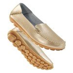 DUOYANGJIASHA Women's Comfortable Loafers Casual Round Toe Moccasins Wild Driving Flats Soft Walking Shoes Women Slip On Gold