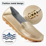 DUOYANGJIASHA Women's Comfortable Loafers Casual Round Toe Moccasins Wild Driving Flats Soft Walking Shoes Women Slip On Gold