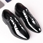 Men's Glitter Faux Patent Leather Tuxedo Derby Dress Shoes Modern Lace-up Formal Oxford (Adult, Men, 11, Numeric, US Footwear Size System, Medium) Black