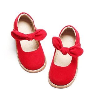 Kiderence Toddler Little Girls Mary Jane Dress Shoes School Oxford for Girls Red Flats Size 12