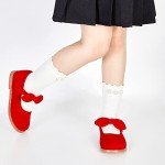 Kiderence Toddler Little Girls Mary Jane Dress Shoes School Oxford for Girls Red Flats Size 12