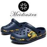 Garden Clogs Shoes Sandals Cute Cartoon Summer Animal Home Room Lightweight Slip On Sandals Shower Slides Non-Slip Shoes Sport Kids Child Children Baby Boys Girls Toddler/Little Kid Excavator Navy 29