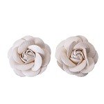 Douqu Faux Leather Rose Flower Winter Boots Wedding Sandals Black Shoe Clips Pair (White)