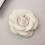 Douqu Faux Leather Rose Flower Winter Boots Wedding Sandals Black Shoe Clips Pair (White)