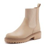 vodvob Women's Elastic Chelsea Boots Chunky Low Heel Platform Slip On Lug Sole Ankle Booties