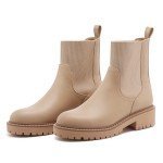 vodvob Women's Elastic Chelsea Boots Chunky Low Heel Platform Slip On Lug Sole Ankle Booties