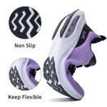 Autper Women's Air Running Shoes Breathable Tennis Sneakers Gym Jogging Training Comfortable Fashion Sports Shoes Blackpurple US 8