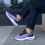 Autper Women's Air Running Shoes Breathable Tennis Sneakers Gym Jogging Training Comfortable Fashion Sports Shoes Blackpurple US 8