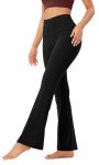 ODODOS Women's High Waisted Bootcut Yoga Pants Tummy Control Non See Through Bootleg Gym Workout Pants with Inner Pocket-29 Inseam, Black, Small