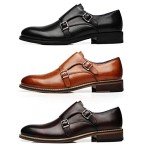 La Milano Men's Leather Double Monk Strap Loafers