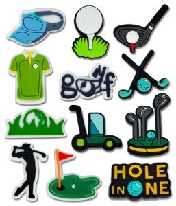 12PCS Golf Shoe Charms for Croc Bubble Slides Clogs Sandals, Sports Shoe Accessories Decorations for Men Boys Girls Women Teens Adults