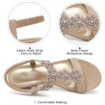 SHIBEVER Women's Beige Flower Wedge Sandals