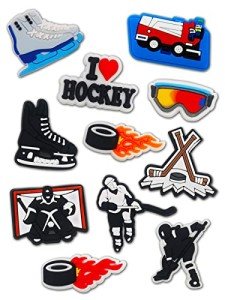 Moifom 11PCS I Love Hockey Shoes Decoration Charms fits for Clog Sandals, Field Hockey Sport Shoe Decorations for Men Adults Women Party Favor