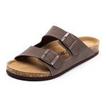 FITORY Men’s Brown Leather Buckle Sandals, Size 9-9.5