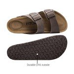 FITORY Men’s Brown Leather Buckle Sandals, Size 9-9.5