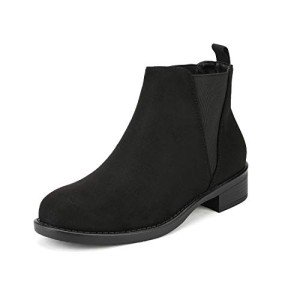 DREAM PAIRS Black Chunky Low Heel Chelsea Boots