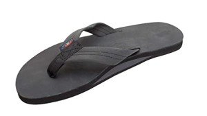 Rainbow Sandals Men's Premier Leather Single Layer Wide Strap with Arch, Premier Black, Men's Large / 9.5-10.5 D(M) US
