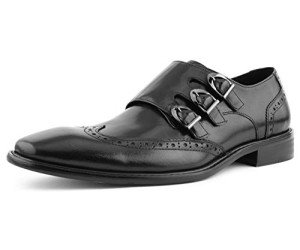 Asher Green Men's Black Triple Monk Strap Shoes
