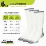 Alvada Merino Wool Hiking Socks Thermal Warm Crew Winter Boot Sock For Men Women 3 Pairs ML