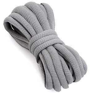 VSUDO 39" Oval Running Shoe Laces or Sneakers Shoelaces, Half Round Athletic Basketball Shoe Laces, Shoestring for Sport or Running Shoes [1 Pair-Light Gray-100CM]