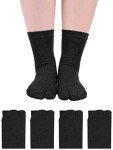 4 Pairs Flip Flop Socks Tabi Split Toe Socks Toe Socks for Men Women Supplies (Black)