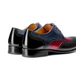 Jepsengord Men's Dress Shoes Genuine Leather Oxford Shoes Wingtip Brogue Two Tone Formal Business Derby Shoes for Men, Black Red, 8