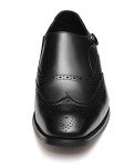 FRASOICUS Men ’s Dress Shoes Genuine Leather Monk Strap Wingtip Formal Shoes Slip-On Loafer 10 Black