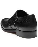 FRASOICUS Men ’s Dress Shoes Genuine Leather Monk Strap Wingtip Formal Shoes Slip-On Loafer 10 Black