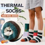 Eyean Kids Merino Wool Socks Boys Girls Thermal Winter Hiking Warm Thick Boot Cozy Toddler Crew Socks 6 Pairs (1-3 Years, Green Stripes)