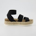 CUSHIONAIRE Women's Mandy Cork Espadrille Platform Sandal - Strappy Wedge with Arch Support, Black 9