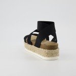 CUSHIONAIRE Women's Mandy Cork Espadrille Platform Sandal - Strappy Wedge with Arch Support, Black 9