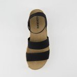 CUSHIONAIRE Women's Mandy Cork Espadrille Platform Sandal - Strappy Wedge with Arch Support, Black 9