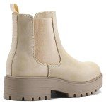 mysoft Women's Chelsea boots Low Heel Slip On Lug Sole Elastic Ankle Booties