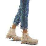 mysoft Women's Chelsea boots Low Heel Slip On Lug Sole Elastic Ankle Booties