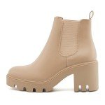 Women's Chelsea Boots Fashion Platform High Heel Ankle Booties Round Toe Casual Elastic Chunky Block Heel Boots