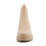 Women's Chelsea Boots Fashion Platform High Heel Ankle Booties Round Toe Casual Elastic Chunky Block Heel Boots