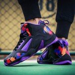 WILTENA Womens Fashion Anti-Slip Basketball Shoes Mens Lifestyle Sports Running Sneakers Casual Walking Shoe Black-Purple Size 8w/6.5m