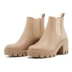 Women's Chelsea Boots Fashion Platform High Heel Ankle Booties Round Toe Casual Elastic Chunky Block Heel Boots
