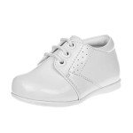 Josmo Baby Boys’ Dress Shoes – Casual Leatherette Derby Walking Shoes (Infant/Toddler), Size 4 Toddler, White Patent Perf