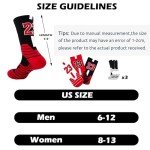 Popuid 3 Pairs Elite Basketball Crew Socks, 23 Mens Athletic Sock with Shoelace Bracelets, League Team Sports-Star-Fans Gift (Set 1)