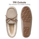 DREAM PAIRS Women's Auzy-02 House Slippers Indoor Outdoor Moccasin Fuzzy Fluffy Furry Loafers Suede Leather Warm Shoes Size 7.5-8, Sand