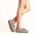 DREAM PAIRS Women's Auzy-02 House Slippers Indoor Outdoor Moccasin Fuzzy Fluffy Furry Loafers Suede Leather Warm Shoes Size 7.5-8, Sand