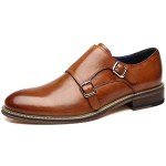 La Milano Mens Leather Double Monk Strap Oxford Slip-on Loafer Comfortable Formal Business Dress Shoes for Men