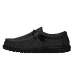 Hey Dude Men's Wally-Sox Wide Micro Total Black Size 8 | Men's Shoes | Men Slip-on Loafers | Comfortable & Light-Weight