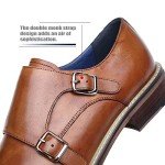 La Milano Mens Leather Double Monk Strap Oxford Slip-on Loafer Comfortable Formal Business Dress Shoes for Men